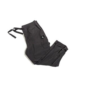 Calvin Klein Jeans Women's L Charcoal Grey Cotton Utility Cargo Jogger Pants